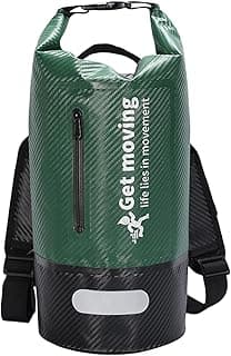 menolana Mochila estanque impermeável com alça, leve, 10L, para armazenamento, ideal para rafting, natação, passeios de barco e camping. Perfeita para homens e, Verde Escuro