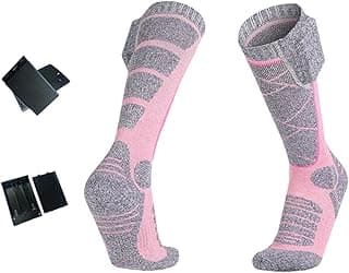 Baoblaze Meias aquecidas para botas, meias de esqui para ciclismo, camping, patinação no gelo e esportes ao ar livre, Rosa
