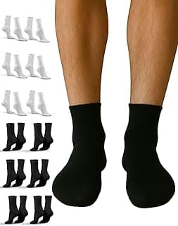 Genérico Kit 12 Pares Meia Masculina Cano Médio, Algodão, Tamanho 37-42, Ideal para Trabalho e Academia, Pacote Econômico Preto Branco Cinza Cano Alto
