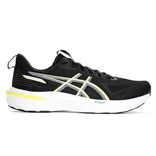 Tênis Asics GT 1000 14 preto com detalhes cinza e amarelo, fundo branco