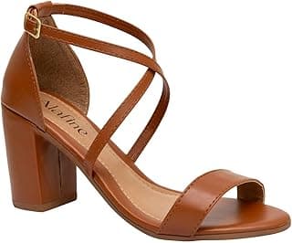 Alafine Sandália Feminina Salto Bloco Grosso Moda Casual Básico Brilho Confortável