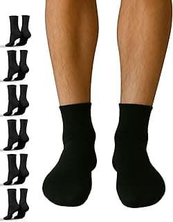 Genérico Kit 6 Pares Meia Masculina Cano Médio, Algodão Respirável, Preto, para Academia e Trabalho, com Costura Reforçada, Tamanho 37-42 Preto Branco Cinza