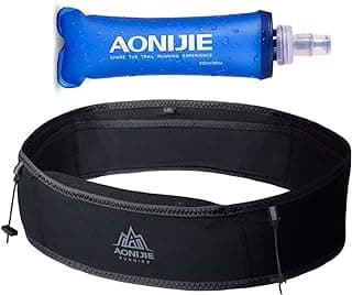 AONIJIE Pochete de corrida com cinto de hidratação, com suporte de telefone para garrafa de água macia de 250 ml, para corrida, escalada, ciclismo, fitness, 3 cores, Preto, S/M