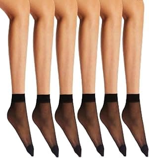 Genérico 10 Pares Meia fina Social Feminina, Transparente, Cano Médio, Sem antiderrapante, atraente, bambu moda lazer