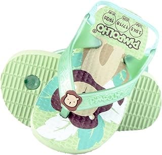 Chinelo infantil Pimpolho baby verde claro com estampa de macaco e solado antiderrapante para meninos