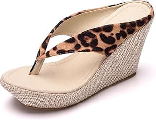 Sandálias de praia femininas Crystal Queen, plataforma anabela, sandálias de salto alto, chinelos, chinelos, chinelos, chinelos brancos plus size, Leopard, 4