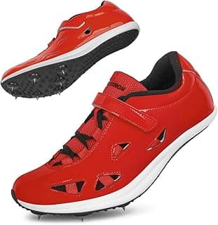 Tênis de corrida Ifrich vermelho com pregos na sola, detalhe de perfurações estratégicas na parte superior, cadarço preto e branco, logotipo Ifrich na lateral.