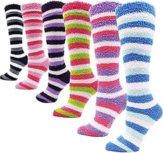 Genérico 3 pares Meias Térmica Soft Feminina Felpuda Cano Alto 53CM listrada Adulto 34 a 44 termica atoalhada Inverno meia la frio fofinha