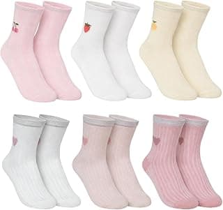 Kit 6X Pares Meia Soquete Cano Médio Feminina Divertidas Coloridas - Selene (BR, Numérico, 34, 39, Regular, Regular, Kit A)