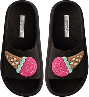 Pópidi Chinelo Slide Nuvem Feminino Moda Infantil com estampa de sorvete rosa e azul