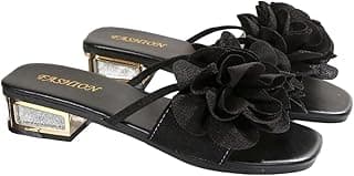 GORGLITTER Sandália feminina 3D floral salto bloco bico quadrado elegante elegante festa de casamento data noite salto sandálias