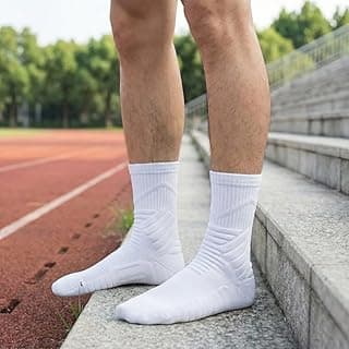 Generic Meias de basquete masculinas ou femininas, meias atléticas respiráveis acolchoadas com compressão de arco