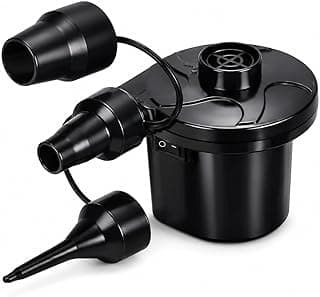 Bomba Elétrica Portátil para Infláveis 110V/220V e 12V DC, Infla e Desinfla Rápido, com 3 Bicos Intercambiáveis, Compacta e Leve para Colchões, Piscinas, Boias, Sofás e Itens Infláveis, Silenciosa
