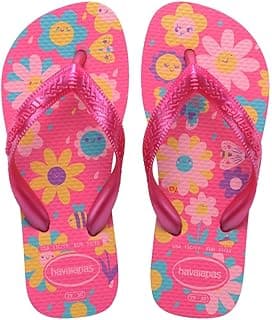 Par de chinelos infantis Havaianas com design floral colorido