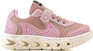 Tênis infantil rosa e branco com design de malha respirável