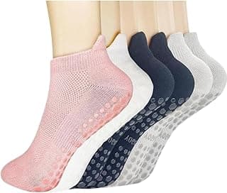 Alastro Company 3 Pares Meia de Yoga, Antiderrapante, Emborrachada, Confortavél, Cano Curto, Soquete