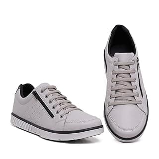 Foxstar Masculino Sapatênis Casual Social com Zíper e Cadarço Confortável