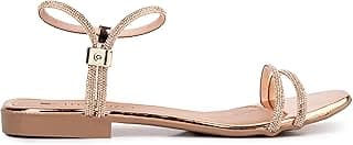 FERENZO Sandália Feminina Rasteira com Tiras Brilhantes, Rasteirinha, Bronze, Ouro, Preto, Elegante, Leve Confortável
