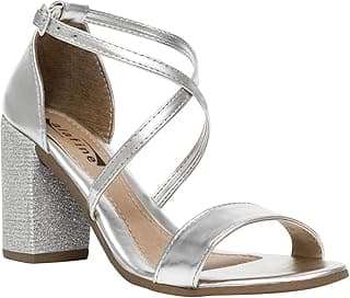 Alafine Sandália Feminina Salto Bloco Grosso Moda Casual Básico Brilho Confortável
