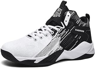 Tênis de basquete masculino Floette, respirável, cano alto, preto e branco