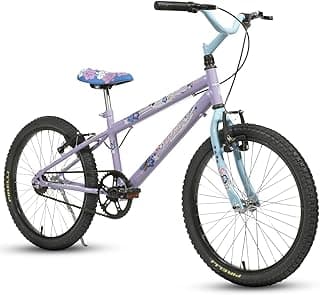 Bicicleta Aro 20 Infantil Hannah Feminina Lilás e Azul com Flores Menina Husky