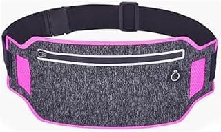 Pochete Corrida Fitness Slim Cintura Antifurto Money Viagem Doleira Água Porta Celular Documento Treino Academia Caminhada Bike Celular (Cinza/Rosa)