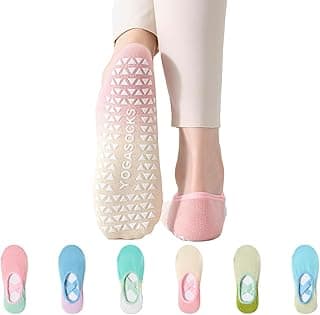 Genérico 6 Pares de Meias Antiderrapantes Algodão para Pilates Yoga Barre Dança Hospital e Atividades Descalças