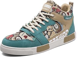 WELRUNG Tênis de skate masculino moderno de cano alto estilo chinês elegante confortável skate corrida corrida caminhada, Marrom, verde, 41