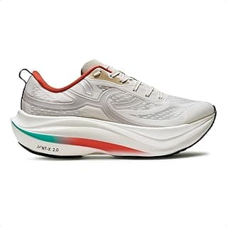 Tênis Olympikus Corre Turbo branco com detalhes vermelhos, verdes e azuis, design esportivo para corrida.