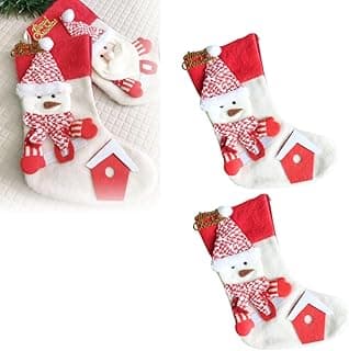 KIT 02 Meia de Natal Decoração Bota Para Porta Bonec0 de Neve Enfeite de Porta Natalino Decoração Festiva Temática Presente Inverno Fofa Enfeite Suspensa Criativa Família Meias Tecido