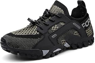 Tênis aquático preto e cinza respirável com sola antiderrapante, ideal para caminhada e esportes aquáticos.