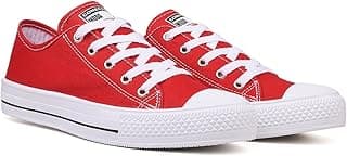 Tênis casual vermelho cano baixo branco feminino