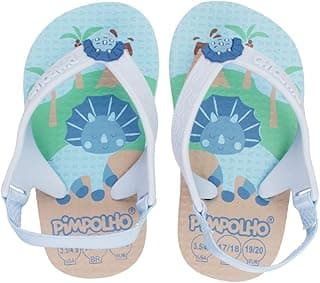 Chinelo infantil Pimpolho com estampa de dinossauro, tamanhos 17/18 e 19/20