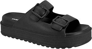 Du Shoes Moleca Sandália Feminina Flatform 5577, Sintético, Dupla Tira com Fivela Ajustável, Solado Antiderrapante, Casual