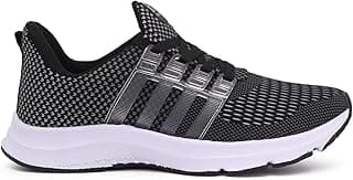 Tênis esportivo feminino Adidas preto e branco com detalhes em prata