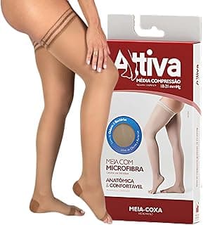 Meia de compressão Feminina Meia Coxa 7/8 Média Compressão 18 - 21 Cor Natural ATTIVA - Conforto para Pernas Cansadas, Pernas Doloridas, Prevenção de Varizes e Edemas