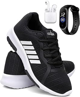 QueroShoes Kit Tênis Masculino Esporte Corrida Academia Macio + Relógio e Fone