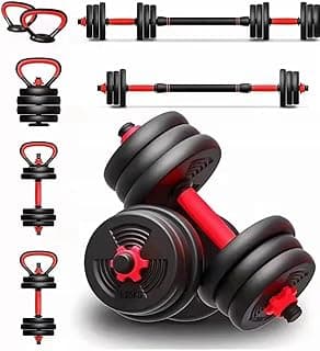 Kit Halter Ajustável 6 Em 1 Multifuncional Com Barra Kettlebell Anilhas Peso Até 15kg Academia Em Casa Treino Completo Musculação Fitness Equipamento Profissional