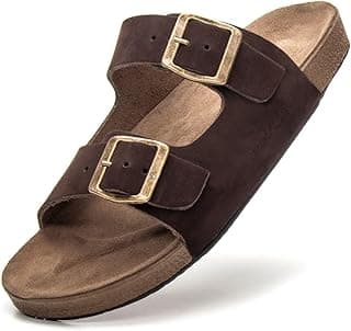Sandália Masculino Casual de Couro Macio Burly Heads Nobuck Café