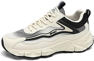 Tênis masculino de corrida branco e cinza com sola preta e logotipo SPORT