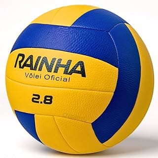 Rainha Bola de Vôlei 2.8 Oficial Profissional Amarela Azul – Microfibra PVC Impermeável Leve Resistente sem Costura 6 Gomos Quadra Praia Piscina Areia