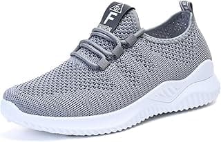 Tênis de corrida casual feminino cinza com sola branca, respirável e confortável