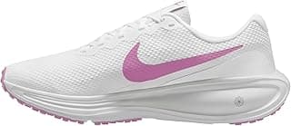 Tênis de corrida Nike Revolution 8 Road feminino branco com detalhes rosa
