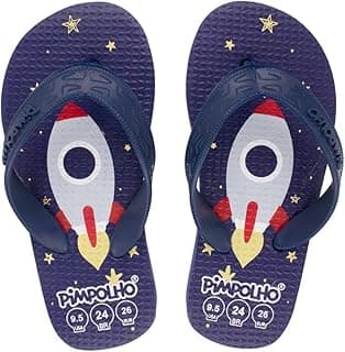 Chinelo infantil masculino Pimpolho com foguete, tamanhos 24 e 26
