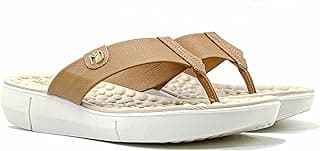 Sandália feminina Modare marrom claro com solado branco confortável tipo tamanco chinelo