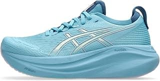 Tênis de corrida feminino ASICS Gel-Nimbus 27 azul celeste com tecnologia GEL