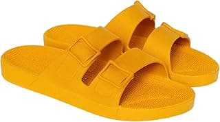 Linus Sandália Unissex - Sandálias Slip On, Confortável e Resistente, Fácil de Limpar, Vegano, Material 100% Reciclado - Mostarda