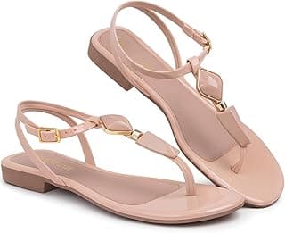 FERENZO Sandália Feminina Rasteira Saltinho T-Strap Pedrarias, Salto Baixo, Leve Macia Confortável