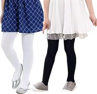 Genérico Meia Calça Infantil Juvenil com Pé Grossa Fio 40 Quentinha Vários Tamanhos: Kit Branco + Preto
