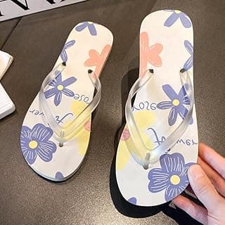 Sandálias femininas de verão com estampa floral, bege, tamanho 6-7